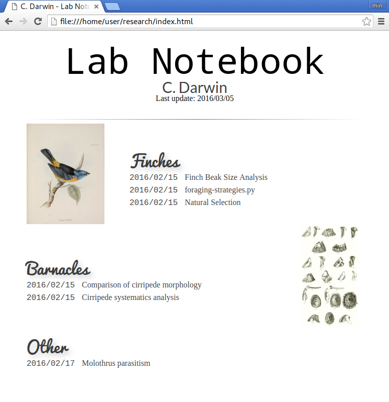 A simple lab notebook